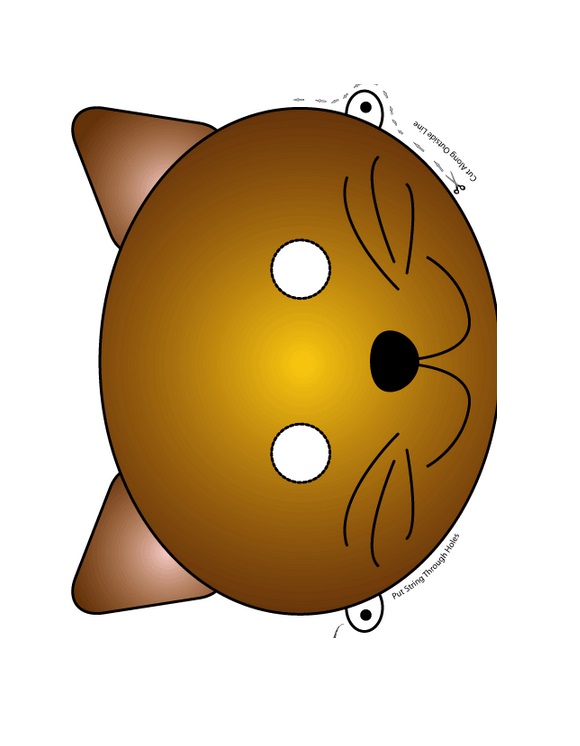 Çocuklar İçin  Kedi Hazır Maske Şablonları 